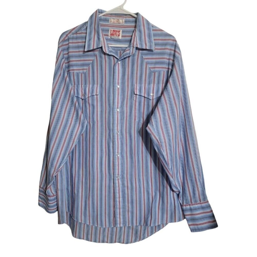 Vintage Levis Shirt Men XL Multi The Cowboys Tailor Pearl Snap Western Rancher